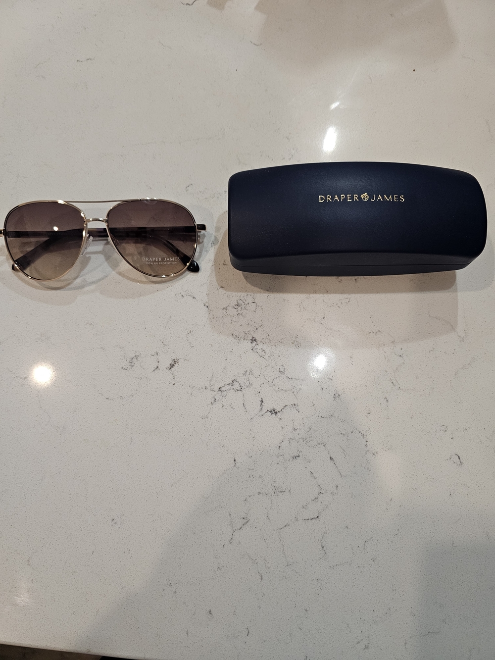 Draper James Gold Frame Aviator Sunglasses with Brown Lenses